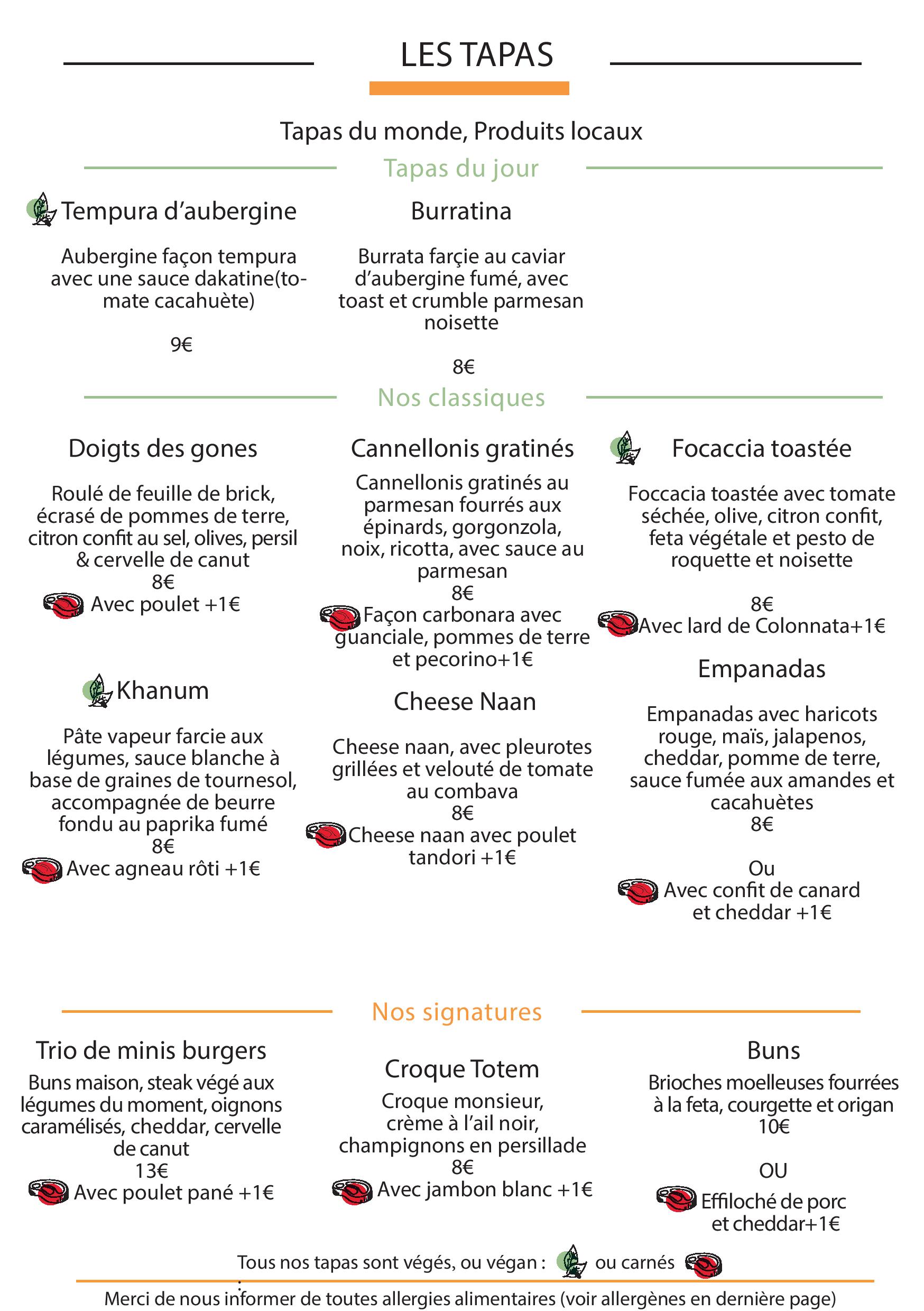 tapas végétariens et carnés de lyon