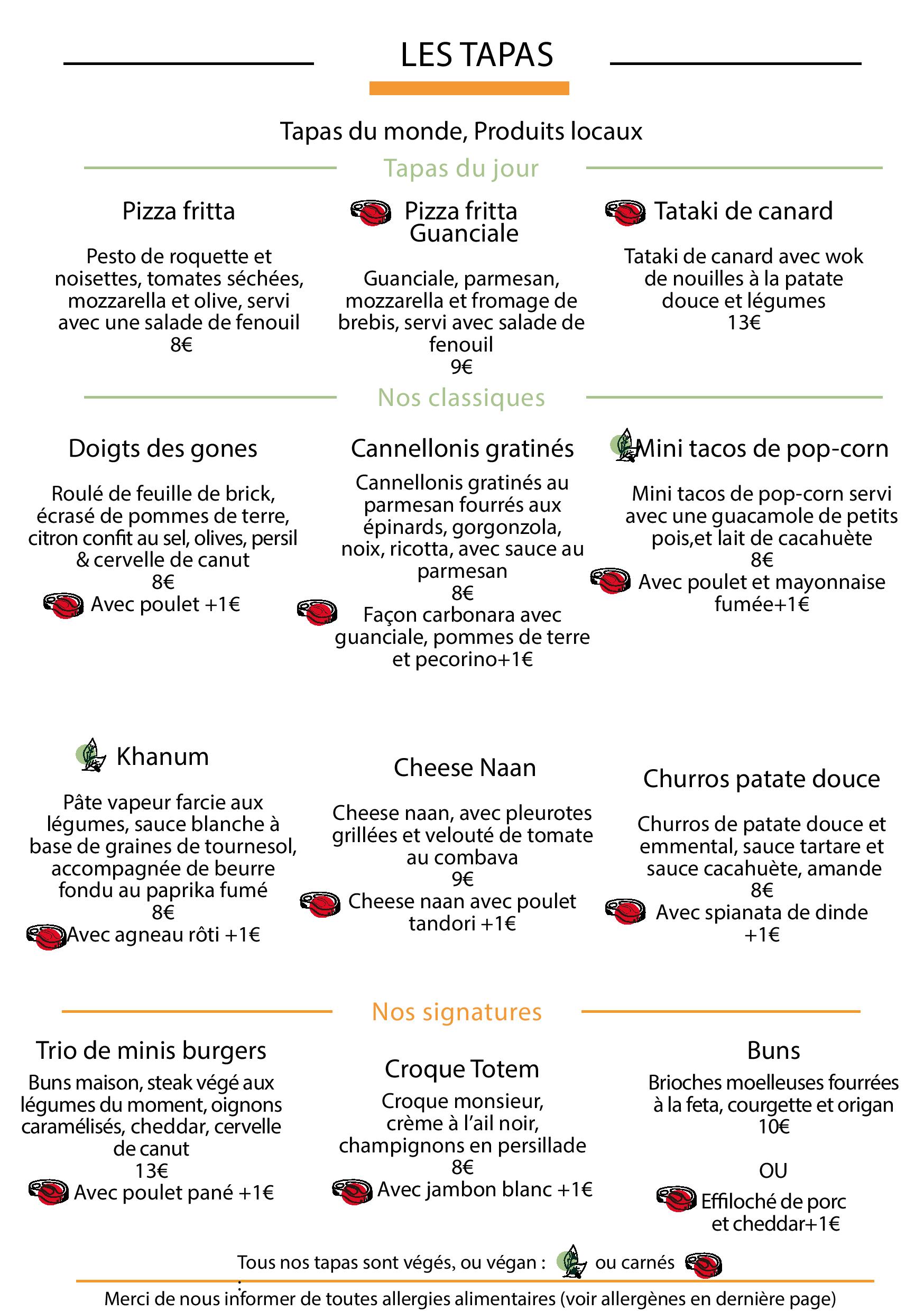 tapas végétariens et carnés de lyon