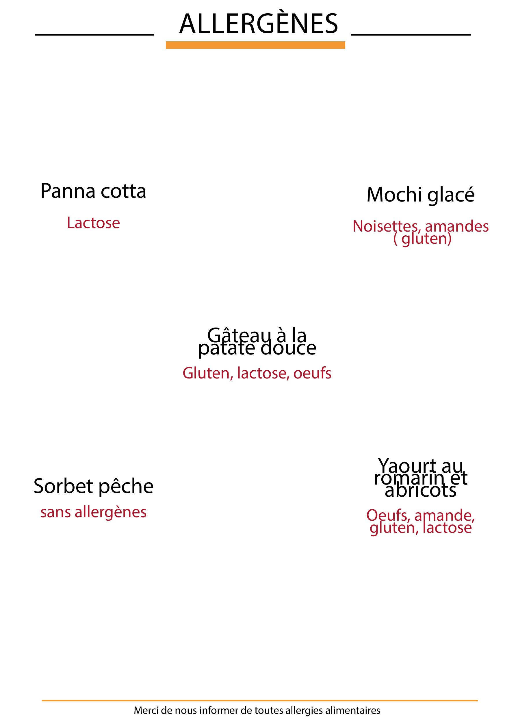 Allergènes dessert