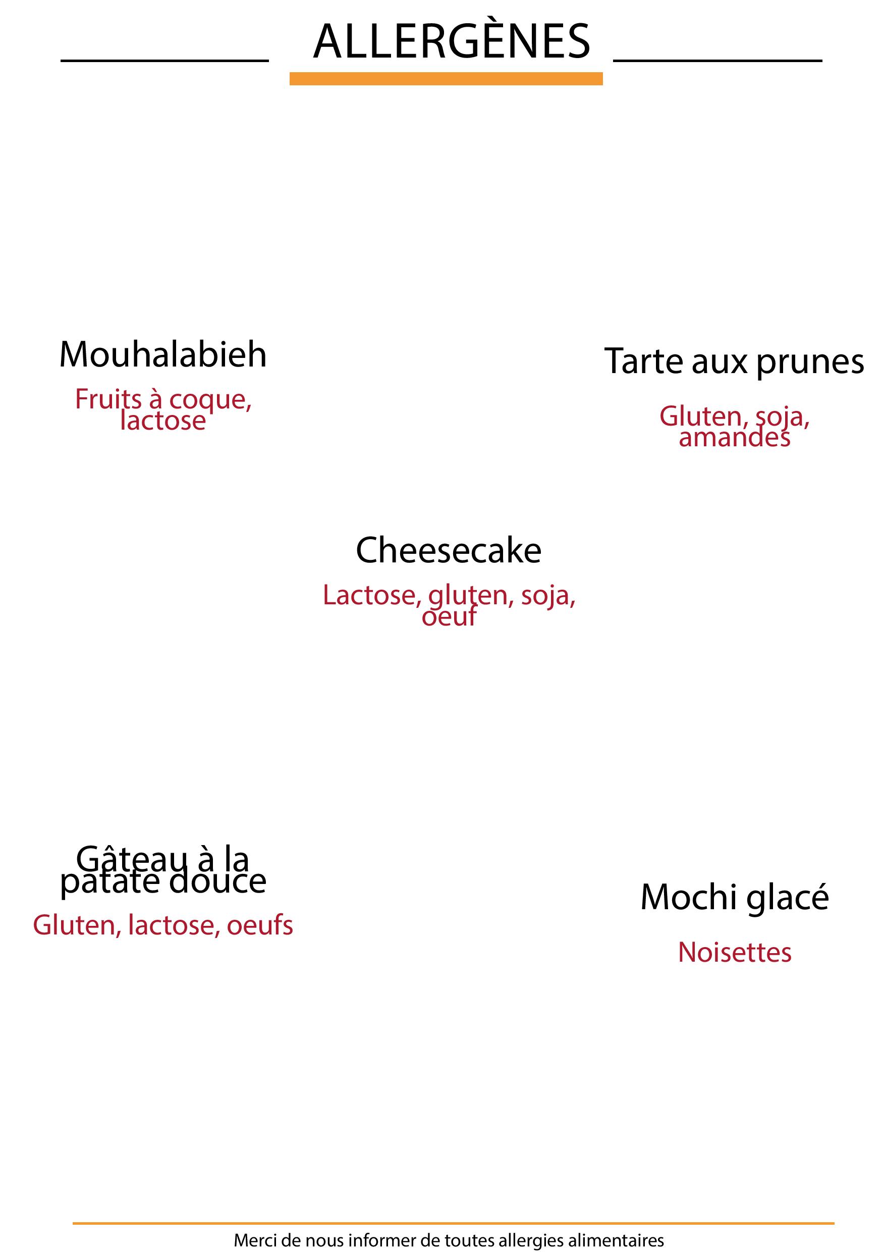 Allergènes dessert
